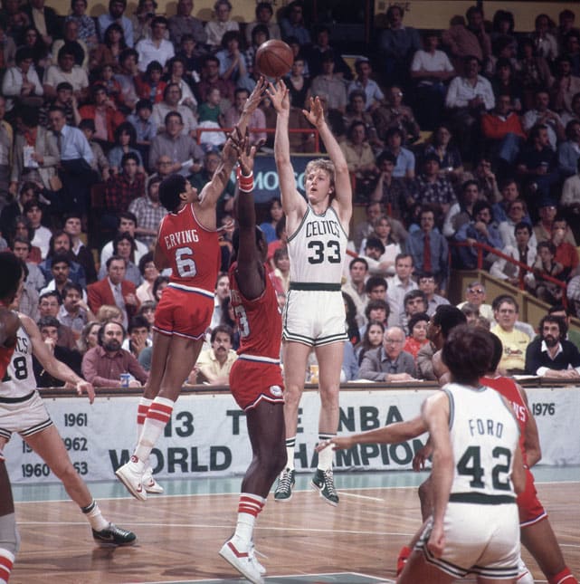 Larry Bird, Julius Erving and Darryl Dawkins